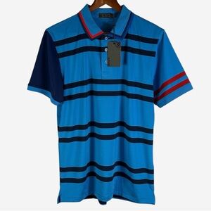NEW G/FORE Performance Polo Shirt Mens Medium Short Sleeve Golf Ibiza Striped